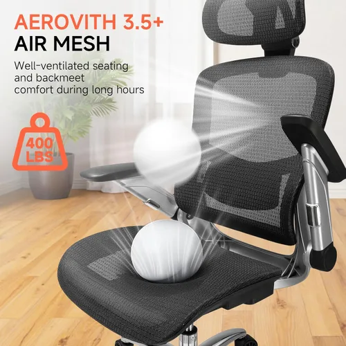 Miniatura 8 de GTPLAYER Silla de oficina ergonómica de malla grande y alta, silla de escritorio con respaldo alto, silla de juegos para computadora