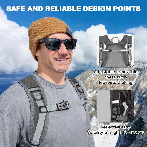 Miniatura 8 de Seektop - Mochila plegable impermeable de 20L para senderismo, mochila ultra ligera y pequeña para día, mochila compactable para hombre y mujer Verde