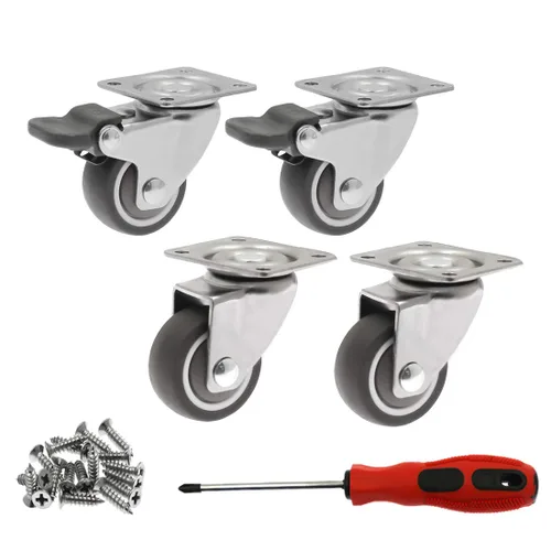Luomorgo Paquete de 4 ruedas giratorias de goma de 1.25 pulgadas con placa superior de 360 grados, ruedas de capacidad total de 140 libras para