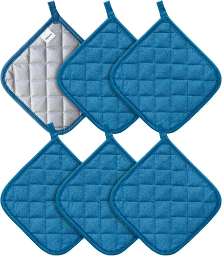 Miniatura 10 de Joyhalo Paquete de 6 agarraderas para ollas de cocina, agarradera de horno de algodón con gran resistencia al calor, almohadillas térmicas Especias