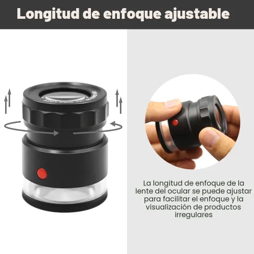Miniatura 4 de 10 lupas de lupa recargables con luces UV y LED, lazo iluminado para ojos ajustable, lupa de joyería con escala de retícula desmontable