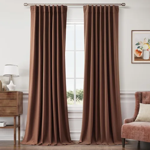 Miniatura 63 de Joywell 2 cortinas opacas 100%, lino, beige natural, trabillas traseras/cinta con ganchos, aislantes, de dormitorio, comedor, sala, puerta corrediza