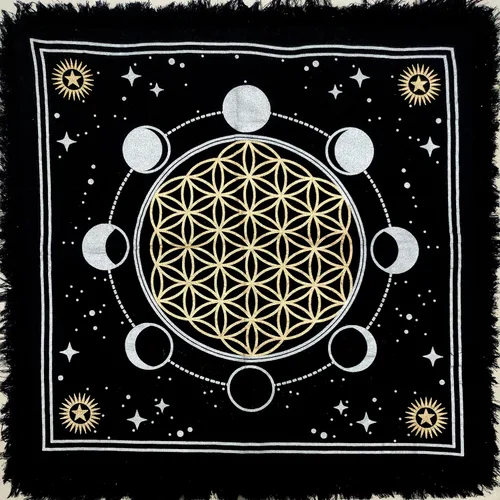 Miniatura 4 de Mantel de altar dorado con diseño de búho salvaje, diseño de brujería y búho salvaje, mantel cuadrado Wicca Wicca espiritual sagrado para mesa Fases