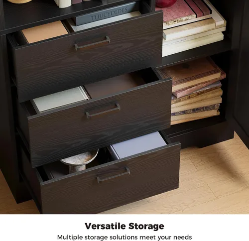 Miniatura 4 de IRONCK Estantería con cajones, estantería de 70.9 pulgadas de alto con puertas, estanterías y estanterías con almacenamiento, estantería con 6 cubos