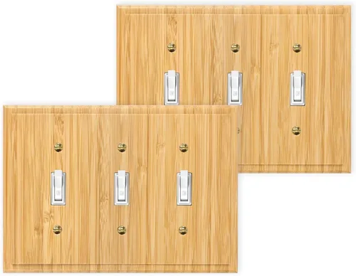 Miniatura 10 de Cubiertas de salida de madera maciza, placa de interruptor de luz de 4.8 x 3.14 pulgadas, placas de interruptor de bambú y cubiertas de Placa