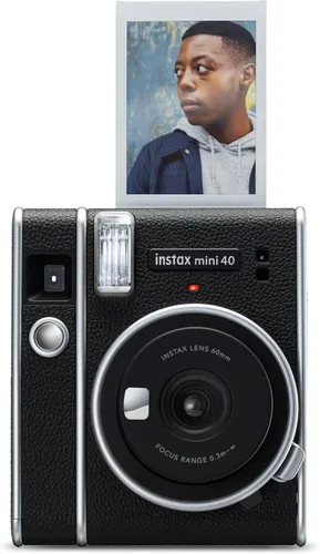 Miniatura 3 de Fujifilm Cámara instantánea Instax Mini 40 con aspecto negro vintage, cámara para niños, boda, cumpleaños o cualquier ocasión