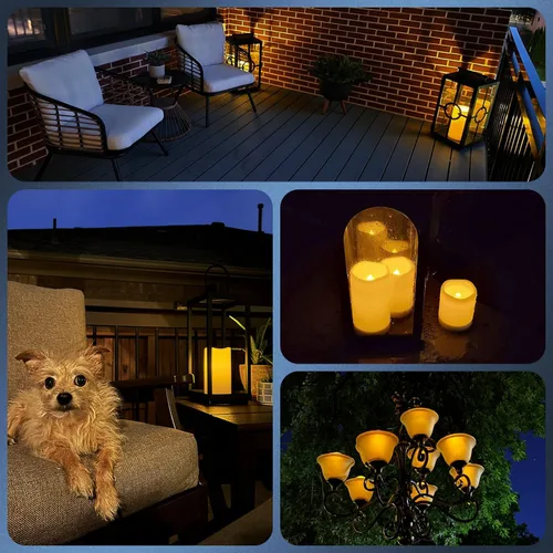 Miniatura 5 de Velas solares – 3.25 x 4 pulgadas 5 pulgadas 6 pulgadas, juego de velas LED impermeables sin llama, del atardecer al amanecer, batería solar 3 Pack