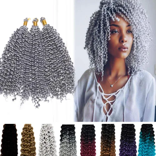 Miniatura 15 de Marlybob Pelo sintético trenzado de ganchillo de 14 pulgadas Marlibob onda de agua trenzado trenzado de ganchillo trenzas afro rastas rizadas