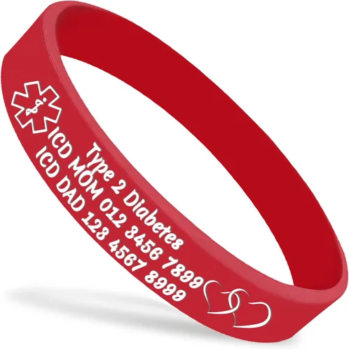 Miniatura 13 de Pulseras de silicona de alerta médica personalizadas, pulseras de identificación médica, pulseras de emergencia deportivas personalizadas para Blanco