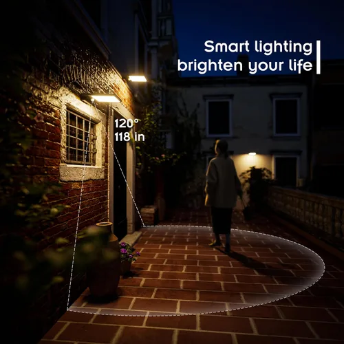 Miniatura 4 de Luz solar para exteriores, pared, paso, puerta, poste, blanco cálido de 3000 K, batería de litio de 2000 mAh, 350 lm, impermeable, sensor