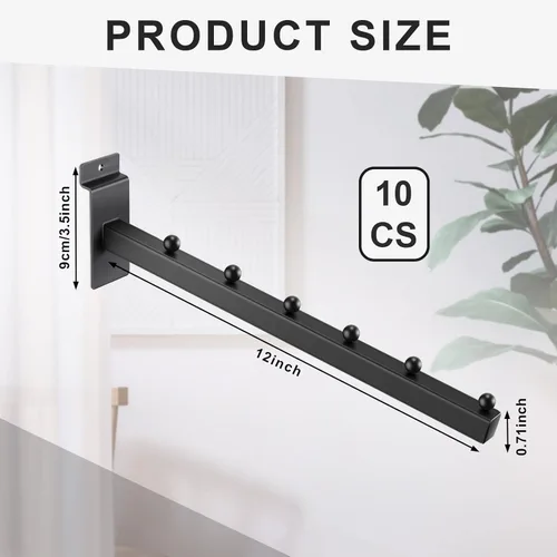 Miniatura 2 de Tatuo Paquete de 10 cascada de bolas de 6 bolas para Slatwall, accesorio de pared de listones de 12 pulgadas, ganchos y perchas para ropa, venta al