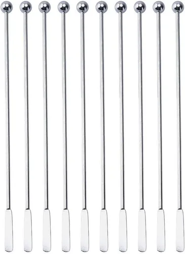 Miniatura 2 de 10 unidades de acero inoxidable café bebidas agitadores cóctel agitadores bebida Swizzle Stick 7.4" Swizzle Stick herramientas oro