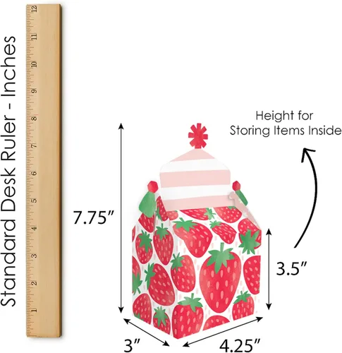 Miniatura 5 de Big Dot of Happiness Berry Sweet Strawberry - Caja de golosinas para fiestas de cumpleaños con temática de frutas o baby shower, cajas a dos aguas