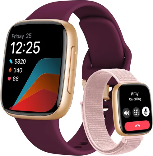 Miniatura 10 de Reloj inteligente para mujer, responder/hacer llamadas, reloj inteligente AMOLED de 1.85 pulgadas con pantalla siempre encendida para iPhone y Rosa