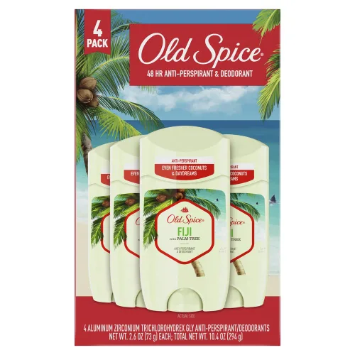 Old Spice Antitranspirante y desodorante para hombres, Fiji con aroma a palmera inspirado en la naturaleza, 2.6 onzas (paquete de 4)