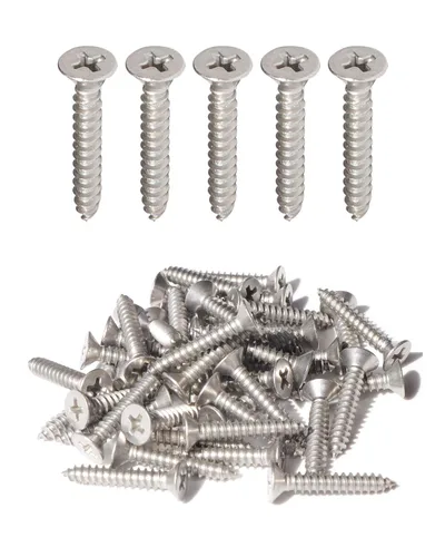 Miniatura 18 de 50 tornillos de madera Phillips de cabeza plana inoxidable #4 x 1-1/4" (32 mm) 18-8 (304) tornillos autorroscantes avellanados de acero inoxidable