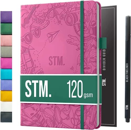 Miniatura 35 de Cuaderno de diario con puntos y cuadrícula A5 Cuadernos diarios en blanco para escritura personal, trabajo, mujeres Papel grueso de 120gsm, tapa