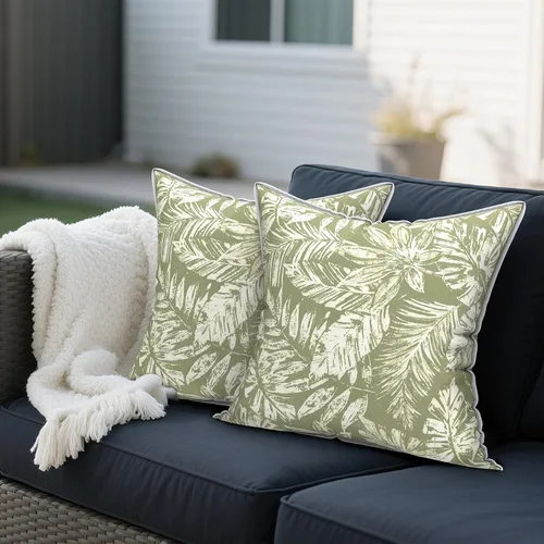 Miniatura 463 de Juego de 2 almohadas para exteriores de 16 x 16 pulgadas, repelentes al agua con interiores, para muebles de patio, hogar, jardín, geometría bohemia
