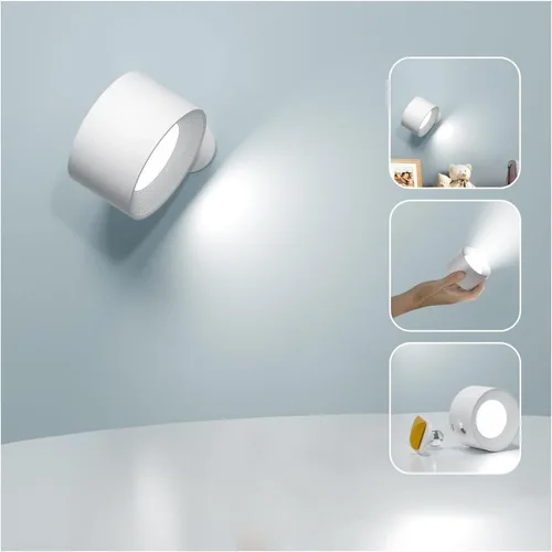 Miniatura 7 de Deyagoo 2PACK Lámpara de pared LED con control remoto - Lámpara de pared recargable, 3 colores y 3 niveles de brillo, cabezal giratorio magnético