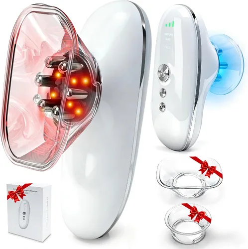 Miniatura 8 de 5-in-1 Electric Body Sculpting Massager - Red Blue LED Light Therapy & Microcurrent Tool with Oval/Round Suction Cups for Face & Body Tightening