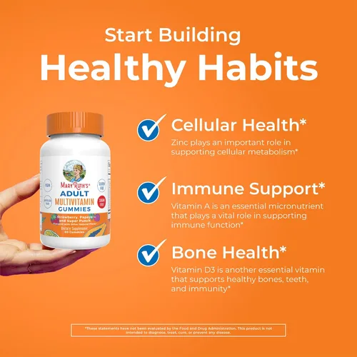 Miniatura 5 de MaryRuth Organics Multivitamínico para mujeres y hombres, sin azúcar, gomita multimineral para adultos con vitamina C, D y E, vitaminas B, biotina