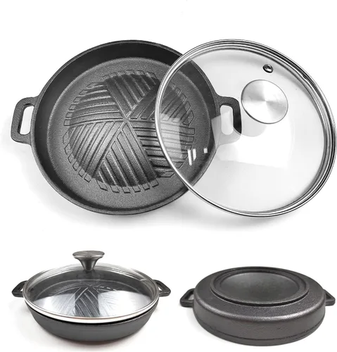 Miniatura 3 de HAWOK Placa Yakiniku de Hierro Fundido con Tapa de Cristal mini estufa juego de 2
