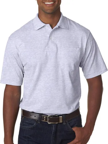 Miniatura 2 de Playera estilo polo con bolsillo, antimanchas para hombres, L, Gris deportivo