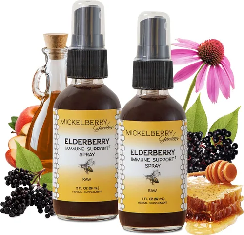 Mickelberry Gardens Espray para garganta con propóleos de miel de saúco, apoyo inmunológico natural y capa de garganta para niños y adultos, 2 onzas