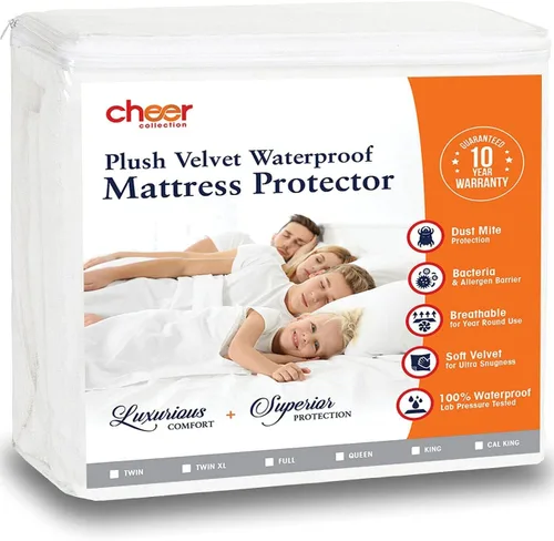 Miniatura 10 de Cheer Collection Protector de colchón individual 100% impermeable de terciopelo suave y silencioso