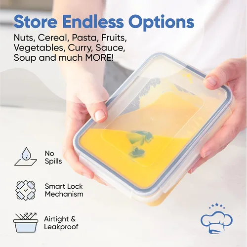 Miniatura 3 de Chef's Path Juego de 32 piezas de contenedores herméticos de almacenamiento de alimentos con tapas de fácil cierre, 16 contenedores y tapas