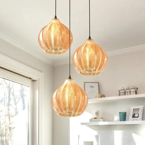 Miniatura 11 de Moderna Lámpara Colgante de 3 Luces de Vidrio en Tono Gris Ahumado con Globo de Cristal Clúster Lámpara de Techo de Estilo Nórdico con Múltiples