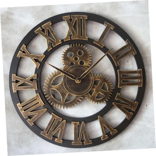 Miniatura 3 de IMIKEYA Reloj de pared vintage steampunk reloj de pared de metal engranaje de pared reloj digital digital de pared silencioso moderno reloj de bambú
