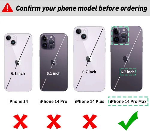 Miniatura 2 de LAMEEKU Diseñada para iPhone 14 Pro Max, funda RFID a prueba de golpes con cadena cruzada para mujer, compatible con iPhone 14 Pro Max, 6.7 Negro