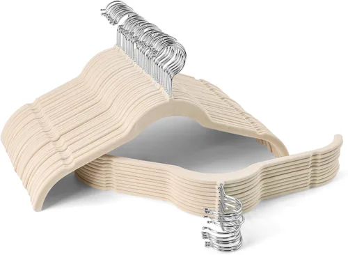 Miniatura 16 de Sishynio Perchas de terciopelo prémium para camisas, paquete de 30 unidades, antideslizante con gancho giratorio de 360°, colgador delgado flocado