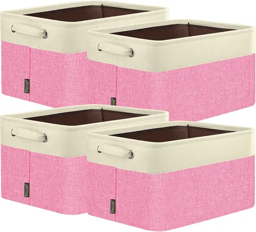 Miniatura 49 de BALEINE 1 paquete de contenedores de almacenamiento de tela para estantes, cestas de almacenamiento de lino para organizar, contenedores decorativos