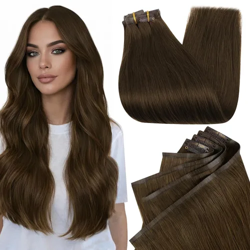 Miniatura 62 de Full Shine Extensiones de cabello humano con pinzas, cabello humano Remy invisible para mujer, color rubio platino, 20 pulgadas, 8 unidades, 4.23 oz