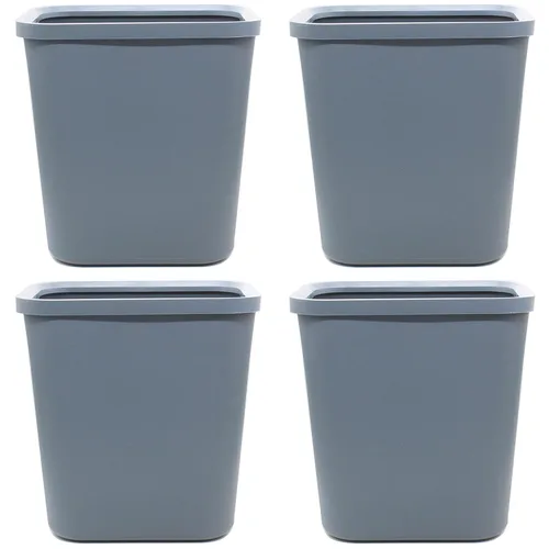 Cesta de basura pequeña, paquete de 4 unidades, 2 galones/8 litros, color azul y gris, para oficina, dormitorio, baño y cocina, papelera de oficina