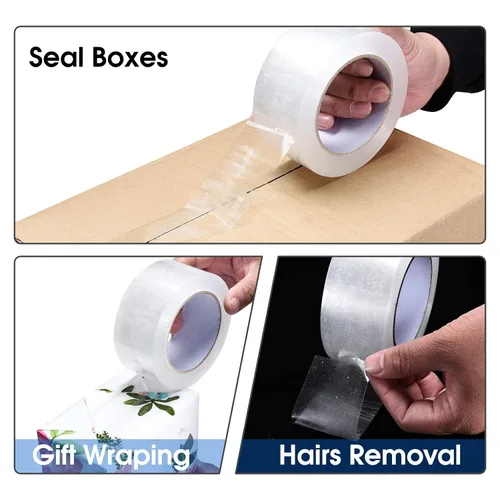 Miniatura 6 de Pacific Mailer Cinta de embalaje transparente, cinta de cartón de embalaje resistente para envíos, sellado móvil, 2 pulgadas de ancho, 2.7 mil