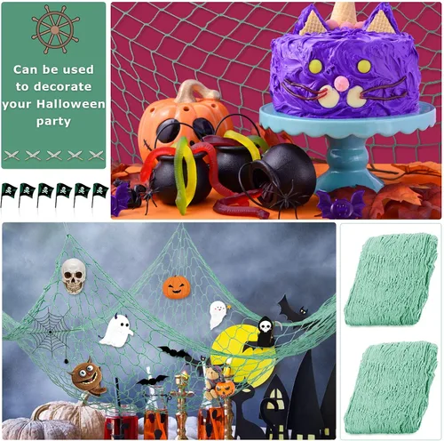 Miniatura 4 de Shappy 2 redes decorativas de 80 x 40 pulgadas, red para colgar en la pared para sirena, pirata, náutico, decoración de fiesta bajo el mar, temática