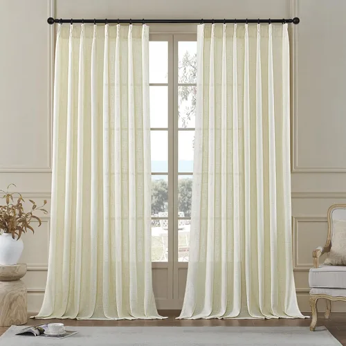 Miniatura 10 de MASWOND Cortinas de Lino Semitransparentes con Pliegues Pinzados 84 Pulgadas de Largo 2 Paneles para Sala de Estar Dormitorio Cortina de Ventana