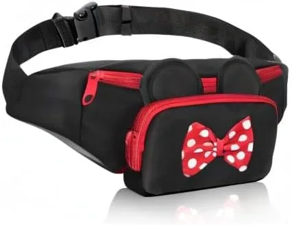 Miniatura 8 de Riñonera de Minnie Mouse de Disney, linda riñonera para mujeres y niñas, senderismo y uso al aire libre, Blanco rojo, Riñonera de viaje Disney
