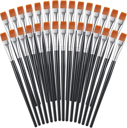30 pinceles de pintura a granel, pequeños pinceles de pintura plana a granel, pincel de pintura acrílica, pincel de pintura al óleo para el aula,