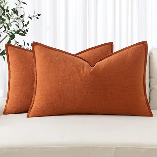 Miniatura 54 de MIULEE - Juego de 2 fundas de almohada decorativas de lino, estilo bohemio, rústico, neutral, para sofá, cama, 16 x 16 pulgadas, color marrón