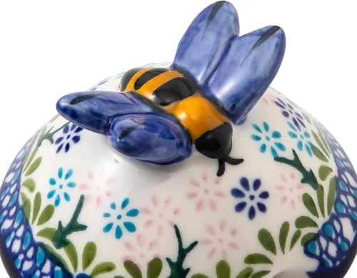 Miniatura 6 de ZOOBEE Tarro de miel de cerámica de 10 onzas con tapa y tapa pintada a mano con diseño natural, pequeño recipiente portátil para miel para cocina