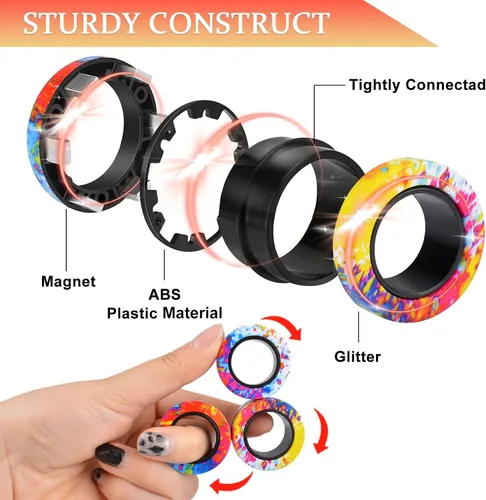 Miniatura 2 de Juego de 3 piezas de anillos magnéticos fidget, juguetes magnéticos fidget ideales para TDAH y ansiedad para adultos, anillos spinner fidget