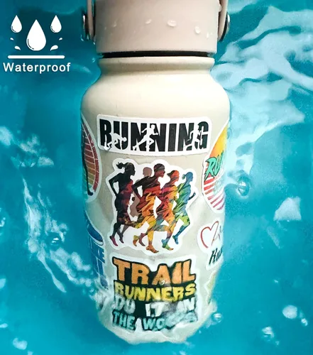 Miniatura 5 de 105 calcomanías para correr, vinilo impermeable para botella de agua, laptop, álbumes de recortes, patineta, automóvil, equipaje, casco, 105