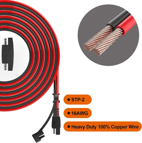 Miniatura 4 de OYMSAE Conector SAE de 50 pies, cable de extensión de panel solar, cable de desconexión rápida SAE a SAE para automóviles, caravanas, motocicletas