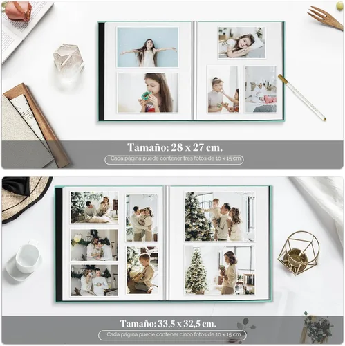 Miniatura 4 de Spbapr - Álbum de fotos grande autoadhesivo de 3 x 5, 4 x 6, 5 x 7, 8 x 10, álbum de recortes magnético, 40 páginas en blanco, cubierta de lino, Azul