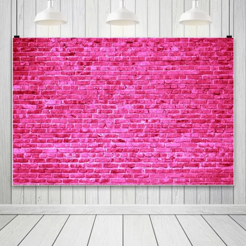 Miniatura 2 de AOFOTO Fondo de pared de ladrillo rosa de 7 x 5 pies, fondo de ladrillo de piedra rosa intenso para niña, princesa, niños, baby shower, fiesta