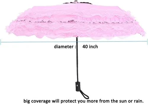 Miniatura 10 de WENDIN Sombrilla de encaje plegable vintage Paraguas gótico lluvia Anti-UV protección de encaje parasol cúpula Foto Props niñas sombrilla paraguas